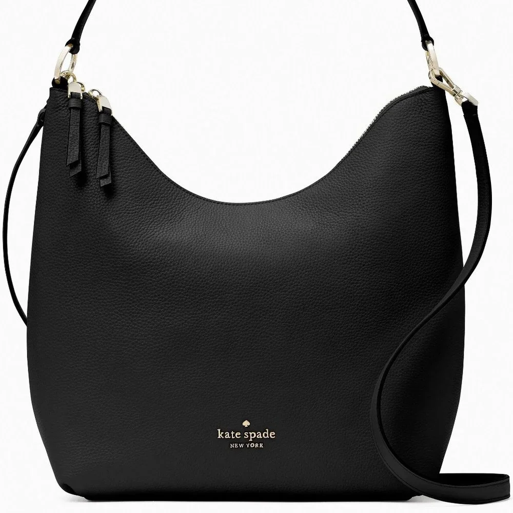New Kate Spade Zippy Shoulder Bag Pebble Leather Black